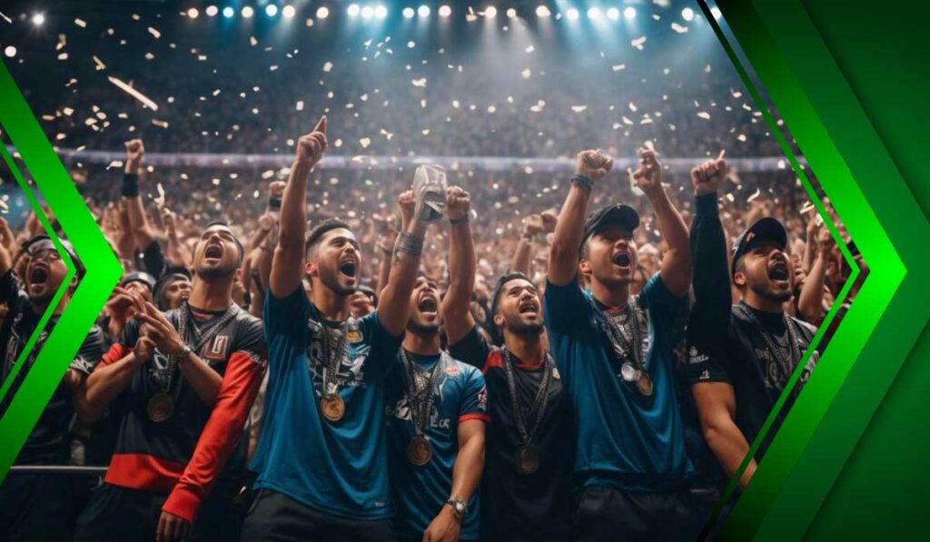Esports arena with fans cheering, highlighting the variety of esports betting options.
