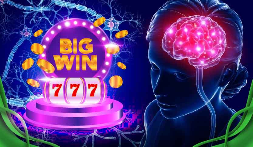 Brain and slot machine graphic, signifying the role of understanding these stats in making informed slot playing choices